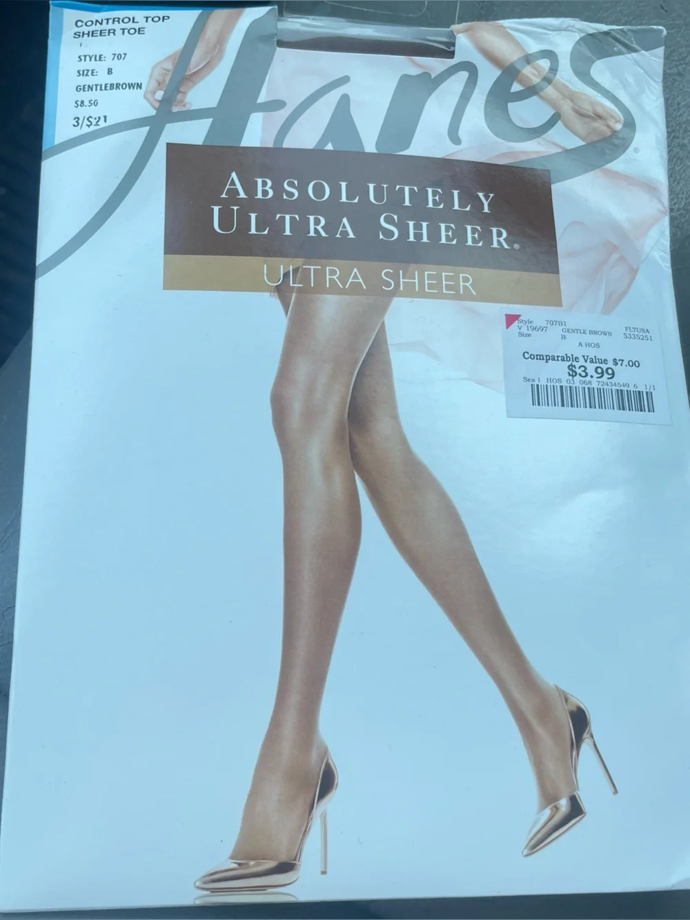 Hanes absolutely ultra sheer pantyhose gentle brown size B small-medium